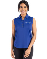 Montana State Bobcats College Vault Cutter & Buck Forge Eco Stretch Recycled Womens Sleeveless Polo Tour Blue Front