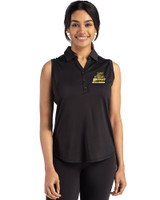 Bryant University Bulldogs Cutter & Buck Forge Eco Stretch Recycled Womens Sleeveless Polo Black Front