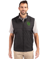 Oregon Ducks- Cutter & Buck Stealth Hybrid Quilted Mens Windbreaker Vest Black Front