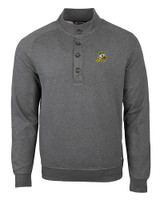 Oregon Ducks Cutter & Buck Saturday Cotton Blend Mens Mock Pullover Sweatshirt Charcoal Heather Mannequin