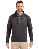 Oregon Ducks- Cutter & Buck Mainsail Sweater-Knit Mens Big and Tall Half Zip Pullover Jacket Charcoal Heather Front