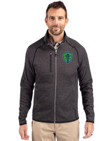 Seattle Sounders FC Cutter & Buck Mainsail Sweater-Knit Mens Big and Tall Full Zip Jacket Charcoal Heather Front