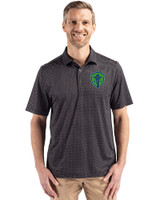 Seattle Sounders FC Cutter & Buck Pike Eco Shadow Check Print Recycled Mens Big & Tall Polo Black Front