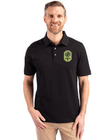 Nashville SC Cutter & Buck Advantage Eco Tri-Blend Pique Mens Polo Black Front