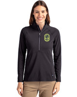 Nashville SC Cutter & Buck Adapt Eco Knit Stretch Recycled Womens Half Zip Pullover Black Front