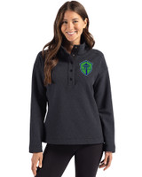 Seattle Sounders FC Cutter & Buck Hunts Point Eco Textured Fleece Recycled Womens Snap Pullover Black Front
