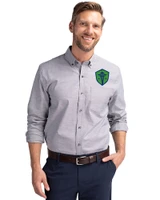 Seattle Sounders FC Cutter & Buck Stretch Oxford Mens Long Sleeve Dress Shirt Charcoal Front