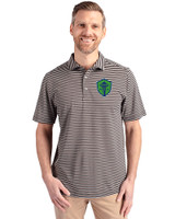 Seattle Sounders FC Cutter & Buck Virtue Eco Pique Stripe Recycled Mens Polo Black Front