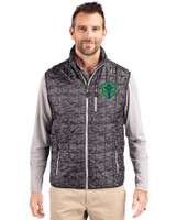 Seattle Sounders FC Cutter & Buck Rainier PrimaLoft® Mens Eco Insulated Full Zip Printed Puffer Vest Black Front