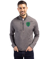 Seattle Sounders FC Cutter & Buck Adapt Eco Knit Heather Mens Quarter Zip Pullover Black Heather Front