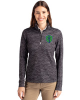 Seattle Sounders FC Cutter & Buck Traverse Stretch Eco Camo Print Quarter Zip Womens Pullover Black Front