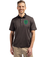 Seattle Sounders FC Cutter & Buck Virtue Eco Pique Micro Stripe Recycled Mens Big & Tall Polo Black/Elemental Grey Front