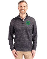 Seattle Sounders FC Cutter & Buck Traverse Stretch Eco Camo Print Quarter Zip Mens Big and Tall Pullover Black Front