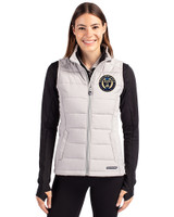 Philadelphia Union Cutter & Buck Evoke Hybrid Softshell Recycled Womens Full Zip Vest CONCRETE Front