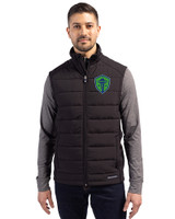 Seattle Sounders FC Cutter & Buck Evoke Hybrid Softshell Recycled Mens Full Zip Vest Black Front