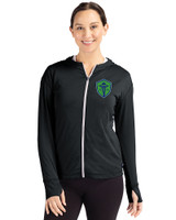 Seattle Sounders FC Cutter & Buck Daybreak Eco Recycled Womens Full Zip Hoodie Black Front