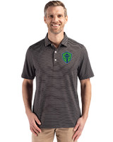 Seattle Sounders FC Cutter & Buck Forge Epic Confidence Fine Line Stripe Stretch Recycled Mens Polo Black/White Front