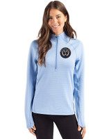 Philadelphia Union Cutter & Buck Peshastin Fleece Recycled Womens Half Zip Pullover Atlas Heather Front