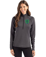 Seattle Sounders FC Cutter & Buck Peshastin Fleece Recycled Womens Half Zip Pullover Black Heather Front