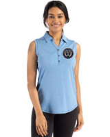 Philadelphia Union Cutter & Buck Forge Eco Stretch Recycled Womens Sleeveless Polo Dark Atlas Heather Front
