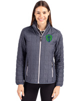Seattle Sounders FC Cutter & Buck Rainier PrimaLoft®  Womens Eco Insulated Full Zip Puffer Jacket Anthracite Melange Front