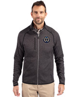 Philadelphia Union Cutter & Buck Mainsail Sweater-Knit Mens Full Zip Jacket Charcoal Heather Front