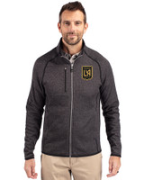 LAFC Cutter & Buck Mainsail Sweater-Knit Mens Full Zip Jacket Charcoal Heather Front