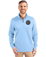 Philadelphia Union Cutter & Buck Traverse Stretch Eco Quarter Zip Mens Pullover Atlas Light Blue Front