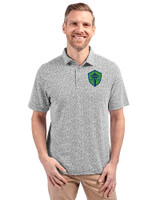 Seattle Sounders FC Cutter & Buck Virtue Recycled Botanical Print Featherlight Pique Mens  Polo Black Front