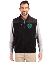 Seattle Sounders FC Cutter & Buck Cascade Eco Fleece Mens Vest Black Front