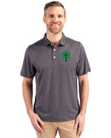 Seattle Sounders FC Cutter & Buck Pike Eco Symmetry Print Stretch Recycled Mens Polo Black/White Front