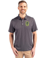 Nashville SC Cutter & Buck Pike Eco Symmetry Print Stretch Recycled Mens Polo Black/White Front