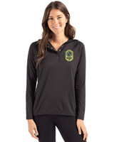 Nashville SC Cutter & Buck Coastline Epic Comfort Recycled Womens Hooded Shirt Black Front