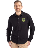 Nashville SC Cutter & Buck Advantage Tri-Blend Eco Soft Pique Long Sleeve Knitted Mens Button Up Black Front