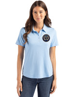 Philadelphia Union Cutter & Buck Coastline Epic Comfort Recycled Womens Polo Atlas Light Blue Front
