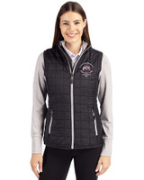Ohio State Buckeyes College Football Playoff 2025 Rose Bowl Champions Cutter & Buck Rainier PrimaLoft® Womens Eco Insulated Full Zip Puffer Vest Black Front