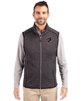 Texas Tech Red Raiders College Vault- Cutter & Buck Mainsail Sweater-Knit Mens Big and Tall Full Zip Vest Charcoal Heather Front