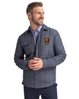 Real Salt Lake Cutter & Buck Rainier PrimaLoft® Mens Big and Tall Eco Insulated Quilted Shirt Jacket Anthracite Melange Front