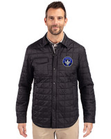CF Montréal Cutter & Buck Rainier PrimaLoft® Mens Big and Tall Eco Insulated Quilted Shirt Jacket Black Front