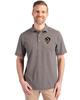 LA Galaxy Cutter & Buck Virtue Eco Pique Stripe Recycled Mens Big and Tall Polo Black Front