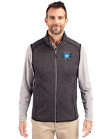 Charlotte FC Cutter & Buck Mainsail Sweater-Knit Mens Big and Tall Full Zip Vest Charcoal Heather Front