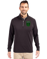 Austin FC - Cutter & Buck Adapt Eco Knit Stretch Recycled Mens Big and Tall Quarter Zip Pullover Black Front