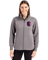 St. Louis City SC Cutter & Buck Roam Recycled Buttery-Soft Knit Womens Full Zip Jacket Elemental Grey Front