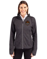 Houston Dynamo FC Cutter & Buck Mainsail Sweater-Knit Womens Full Zip Hooded Jacket Charcoal Heather Front
