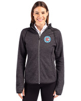 Chicago Fire FC Cutter & Buck Mainsail Sweater-Knit Womens Full Zip Hooded Jacket Charcoal Heather Front