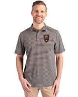 Real Salt Lake Cutter & Buck Virtue Eco Pique Stripe Recycled Mens Polo Black Front
