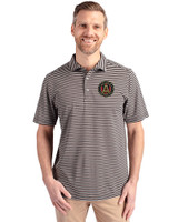 Atlanta United FC - Cutter & Buck Virtue Eco Pique Stripe Recycled Mens Polo Black Front