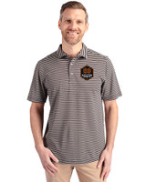 Houston Dynamo FC Cutter & Buck Virtue Recycled Stripe Featherlight Pique Mens Polo Black Front