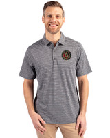 Atlanta United FC - Cutter & Buck Forge Eco Heather Stripe Stretch Recycled Mens Polo Black Heather Front