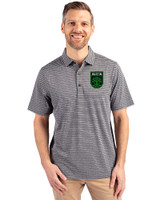 Austin FC - Cutter & Buck Forge Recycled Heather Stripe Four-Way Stretch Mens Polo Black Heather Front